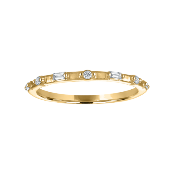 14KY Bagguette and Round Diamond Stackable Band Kiefer Jewelers Lutz, FL