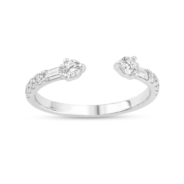 14KW 0.33CTW Round and Bagguette Diamond Open Wedding Band Kiefer Jewelers Lutz, FL