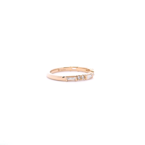 14KY 0.25CTW Bagguette and Round Diamond Open Wedding Band Image 4 Kiefer Jewelers Lutz, FL