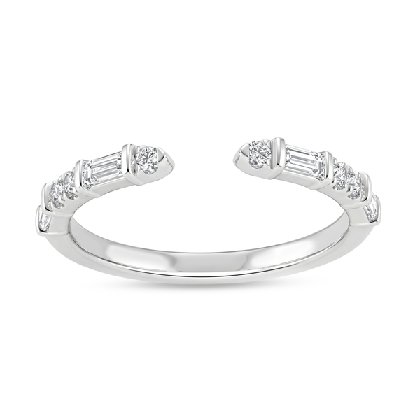14KY 0.25CTW Bagguette and Round Diamond Open Wedding Band Kiefer Jewelers Lutz, FL