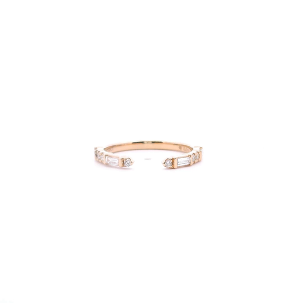 14KY 0.25CTW Bagguette and Round Diamond Open Wedding Band Kiefer Jewelers Lutz, FL