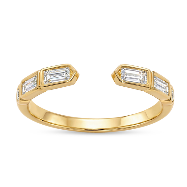 14KY 0.33CTW Bagguette and Round Bezel Set Open Wedding Band Kiefer Jewelers Lutz, FL