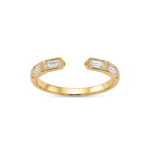 14KY 0.33CTW Bagguette and Round Bezel Set Open Wedding Band Kiefer Jewelers Lutz, FL