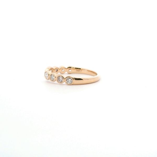 14KY .38CTW Pear Shape and Round Diamond Bezel Set Open Wedding Band Image 3 Kiefer Jewelers Lutz, FL