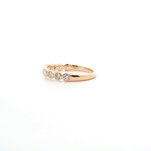 14KY 0.38CTW Pear Shape and Round Diamond Bezel Set Open Wedding Band Image 3 Kiefer Jewelers Lutz, FL