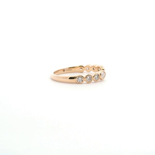 14KY .38CTW Pear Shape and Round Diamond Bezel Set Open Wedding Band Image 4 Kiefer Jewelers Lutz, FL