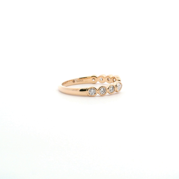 14KY 0.38CTW Pear Shape and Round Diamond Bezel Set Open Wedding Band Image 4 Kiefer Jewelers Lutz, FL