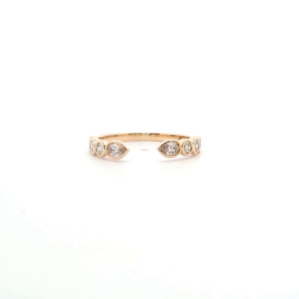 14KY .38CTW Pear Shape and Round Diamond Bezel Set Open Wedding Band Kiefer Jewelers Lutz, FL