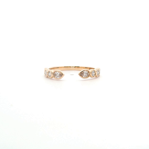 14KY 0.38CTW Pear Shape and Round Diamond Bezel Set Open Wedding Band Kiefer Jewelers Lutz, FL