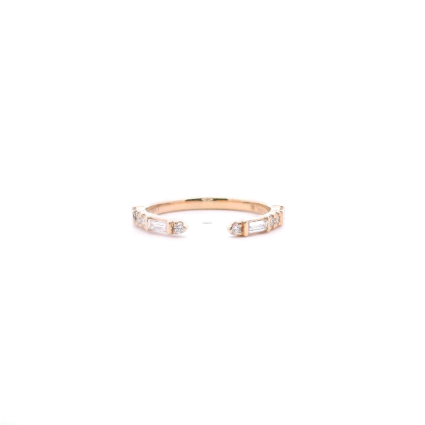 14KY 0.25CTW Bagguette and Round Diamond Open Wedding Band Kiefer Jewelers Lutz, FL