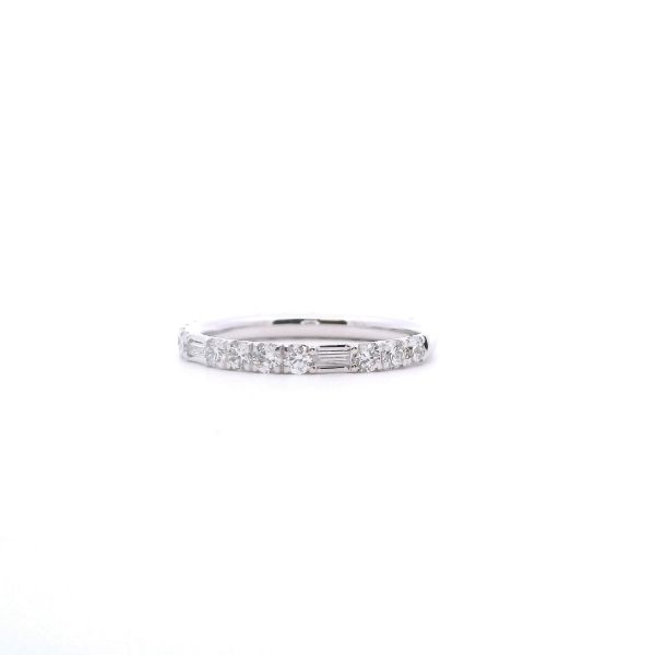 14KW 0.80CTW Baguette and Round Diamond Band Image 3 Kiefer Jewelers Lutz, FL