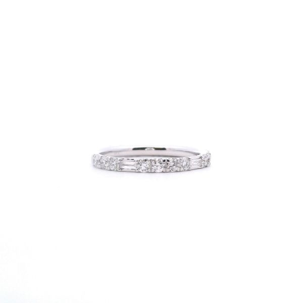 14KW 0.80CTW Baguette and Round Diamond Band Image 4 Kiefer Jewelers Lutz, FL