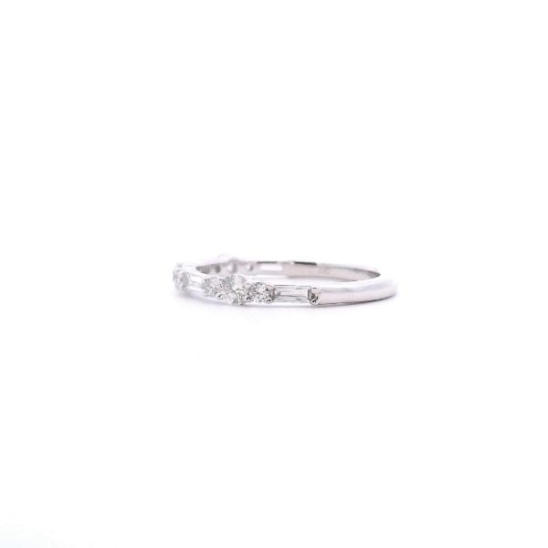 14KW 0.50CTW Baguette and Round Diamond Band Image 3 Kiefer Jewelers Lutz, FL