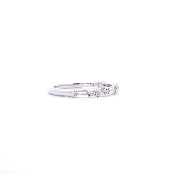 14KW 0.50CTW Baguette and Round Diamond Band Image 4 Kiefer Jewelers Lutz, FL