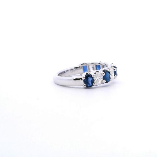 14KW Oval Sapphire and Diamond Band Image 4 Kiefer Jewelers Lutz, FL