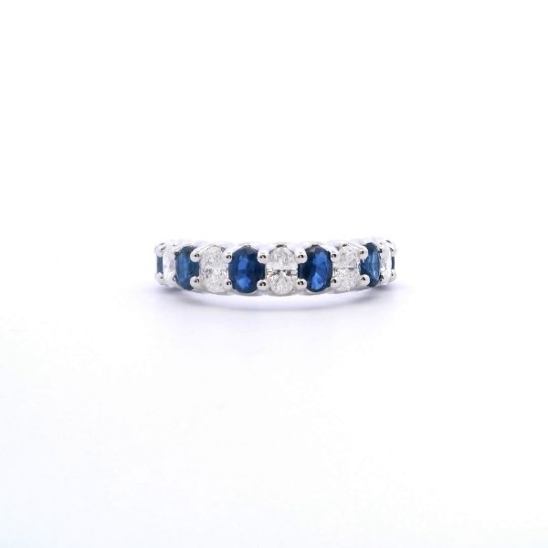 14KW Oval Sapphire and Diamond Band Kiefer Jewelers Lutz, FL