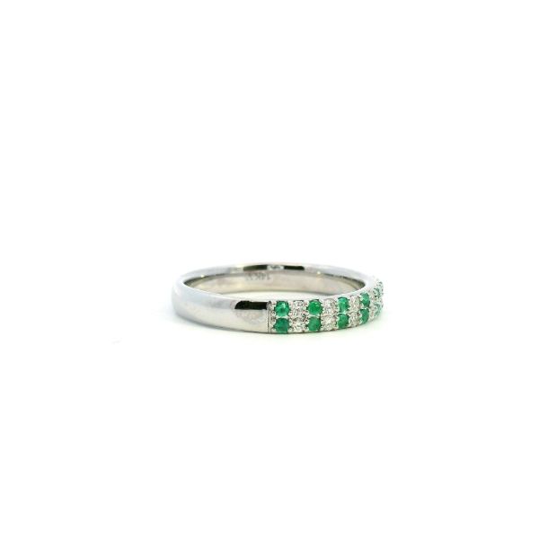 14KW Diamond and Emerald Double Row Fashion Ring Image 3 Kiefer Jewelers Lutz, FL