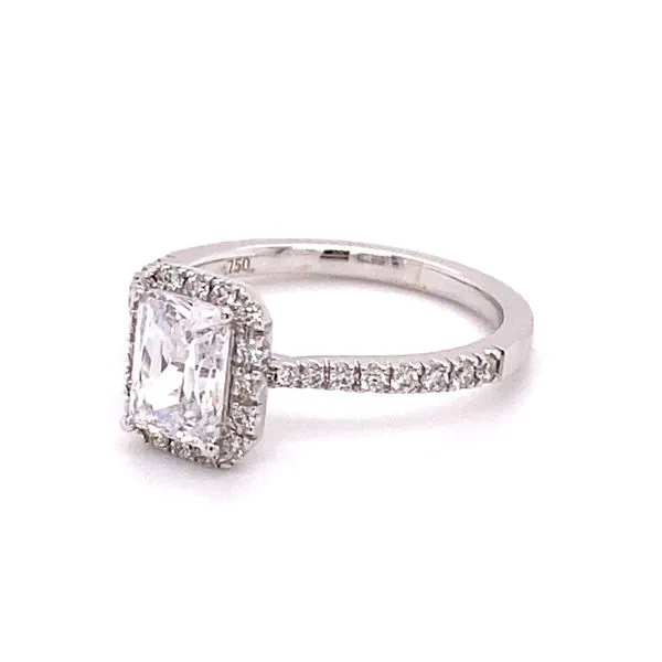 18KW Emerald Shaped Halo Semi Mount Engagement Ring Image 2 Kiefer Jewelers Lutz, FL