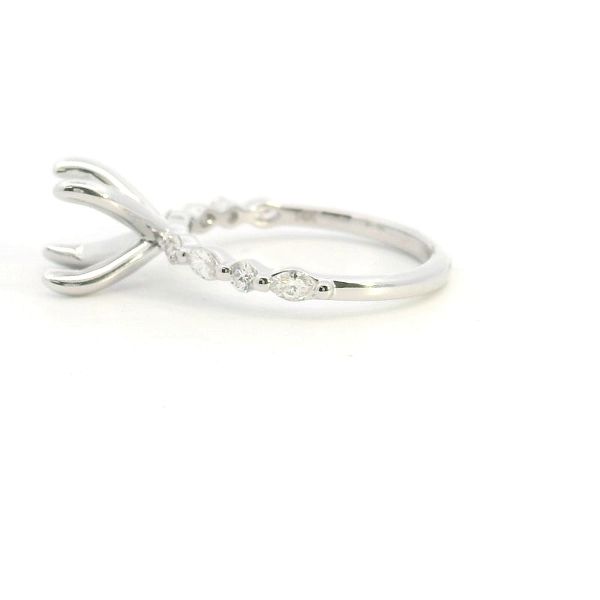 14KW Alternating Marquise and Round Diamond Semi-Mounting Engagement Ring Image 4 Kiefer Jewelers Lutz, FL