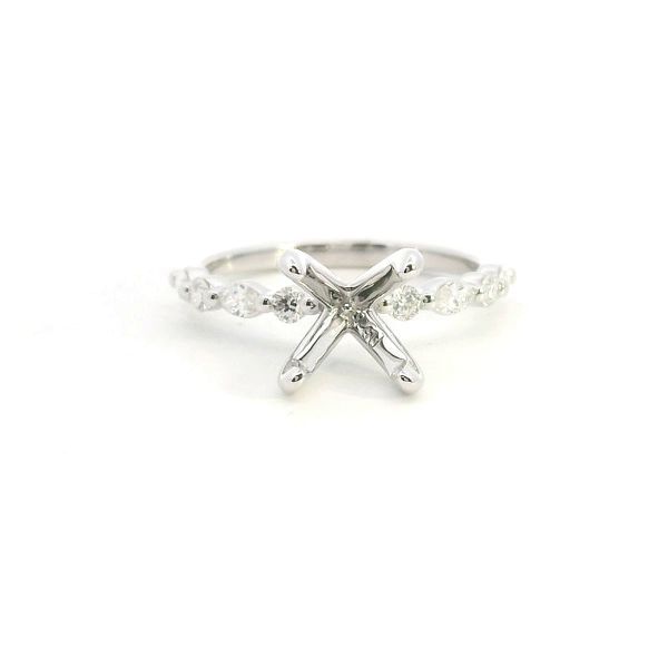 14KW Alternating Marquise and Round Diamond Semi-Mounting Engagement Ring Kiefer Jewelers Lutz, FL