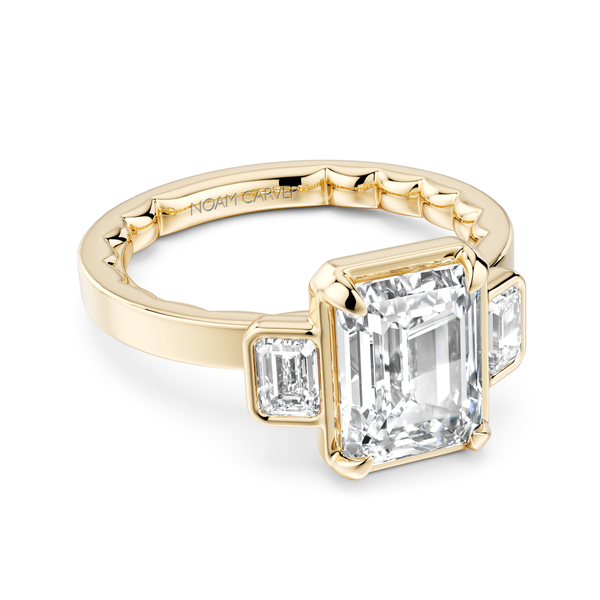 Luna 14KY .40CTW 2CT Emerald Cut Three Stone Diamond Semi-Mounting Engagement Ring by Noam Carver Kiefer Jewelers Lutz, FL