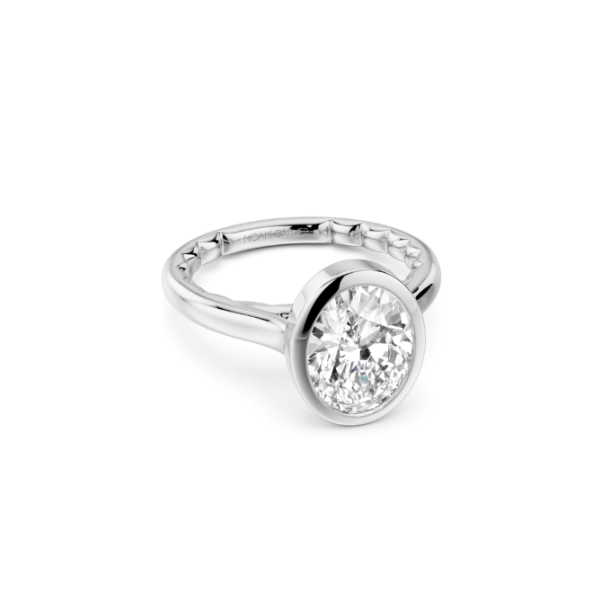 Luna 14KW 2CT Oval Bezel Set Diamond Semi-Mounting Engagement Ring by Noam Carver Kiefer Jewelers Lutz, FL