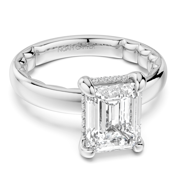 Luna 14KW .06CTW 2CT Emerald Cut Diamond Hidden Halo Semi-Mounting Engagement Ring by Noam Carver Kiefer Jewelers Lutz, FL
