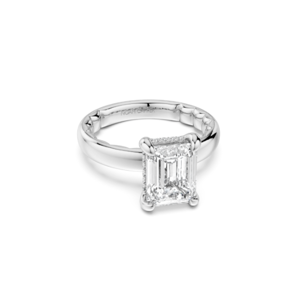 Luna 14KW .06CTW 2CT Emerald Cut Diamond Hidden Halo Semi-Mounting Engagement Ring by Noam Carver Kiefer Jewelers Lutz, FL