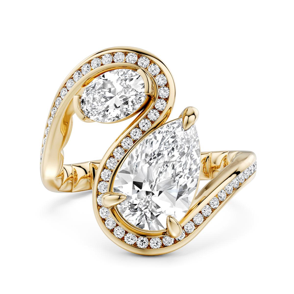 Luna 14KY .91CTW 2CT Pear Shape Diamond Wave Style Semi-Mount Engagement Ring by Noam Carver Kiefer Jewelers Lutz, FL