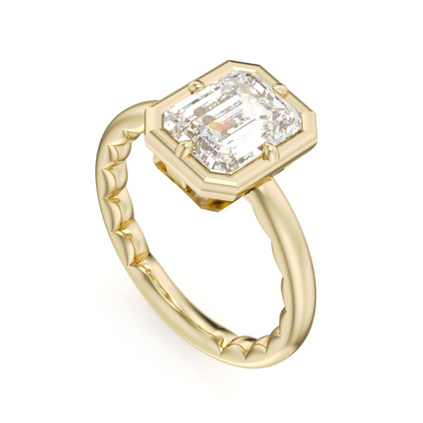 Luna 14KY 2CT Emerald Cut Bezel Set with Prongs Semi-Mounting Engagment Ring by Noam Carver Kiefer Jewelers Lutz, FL