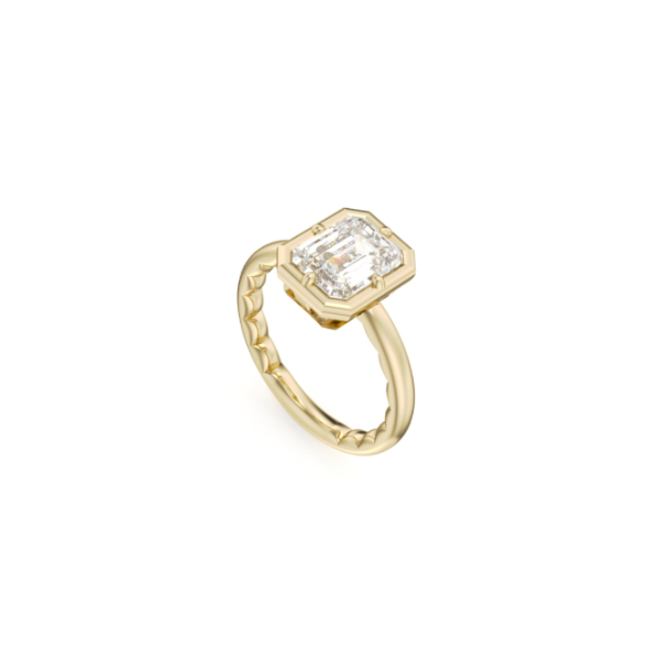 Luna 14KY 2CT Emerald Cut Bezel Set with Prongs Semi-Mounting Engagment Ring by Noam Carver Kiefer Jewelers Lutz, FL