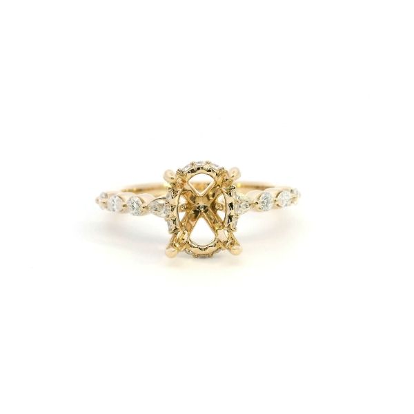 14KY Marquise and Round Diamond Sem-Mounting Engagement Ring by Valina Kiefer Jewelers Lutz, FL