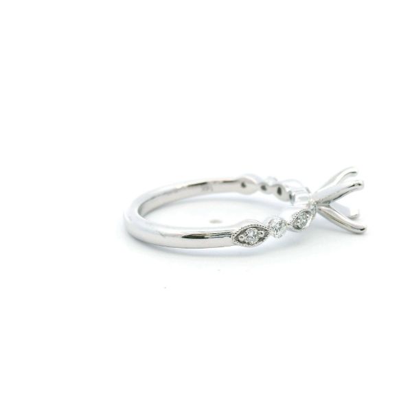 14KW .25CTW Diamond Vintage Navette Semi-Mounting Engagement Ring Image 3 Kiefer Jewelers Lutz, FL