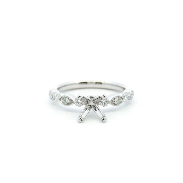 14KW .25CTW Diamond Vintage Navette Semi-Mounting Engagement Ring Kiefer Jewelers Lutz, FL