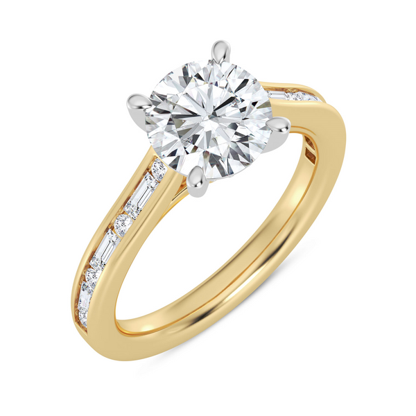 14K Baguette & Round Diamond Engagement Ring Setting Image 2 Kiefer Jewelers Lutz, FL