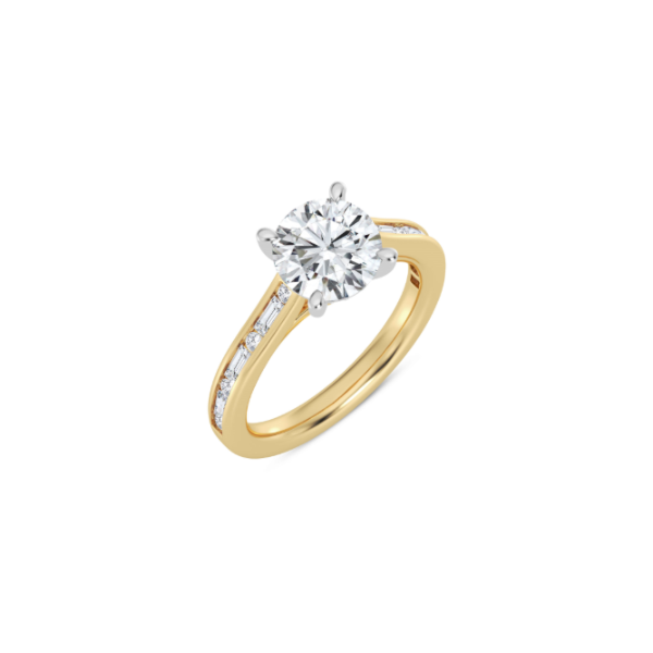 14K Baguette & Round Diamond Engagement Ring Setting Image 2 Kiefer Jewelers Lutz, FL
