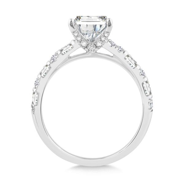 14KW 0.50CTW Bagguette and Round Diamond Semi-Mounting Engagement Ring Image 2 Kiefer Jewelers Lutz, FL