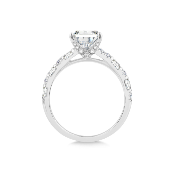 14KW 0.50CTW Bagguette and Round Diamond Semi-Mounting Engagement Ring Image 2 Kiefer Jewelers Lutz, FL