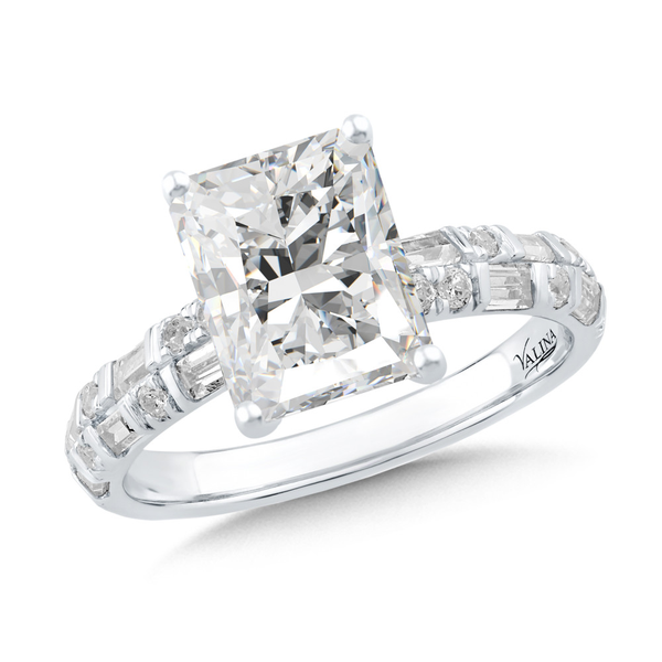 14KW 0.50CTW Bagguette and Round Diamond Semi-Mounting Engagement Ring Kiefer Jewelers Lutz, FL