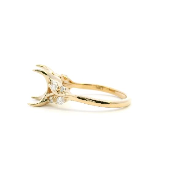 14KY 0.16CTW Diamond Maquise and Round Floral Style Semi-Mounting Engagement Ring Image 4 Kiefer Jewelers Lutz, FL
