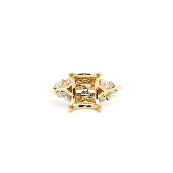 14KY 0.16CTW Diamond Maquise and Round Floral Style Semi-Mounting Engagement Ring Kiefer Jewelers Lutz, FL