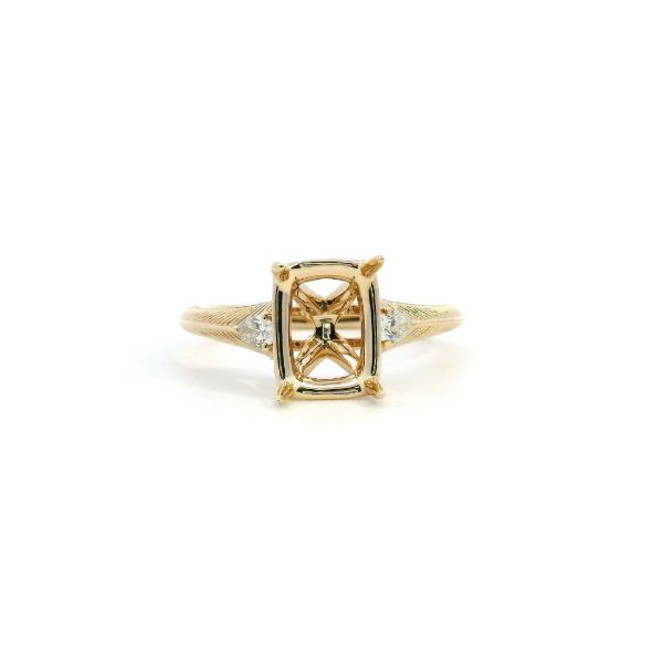 14KY 0.10CTW Pear Shape Diamond Etched Semi-Mounting Engagement Ring Kiefer Jewelers Lutz, FL