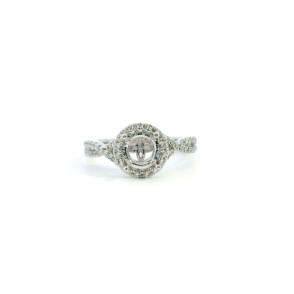 14KW 0.32CTW Diamond Halo Twist Semi-Mounting Engagement Ring Kiefer Jewelers Lutz, FL