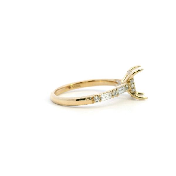 14KY 0.37CTW Bagguette and Round Diamond Semi-Mounting Engagement Ring Image 3 Kiefer Jewelers Lutz, FL