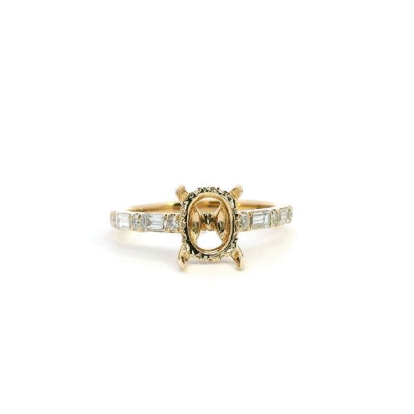 14KY 0.37CTW Bagguette and Round Diamond Semi-Mounting Engagement Ring Kiefer Jewelers Lutz, FL