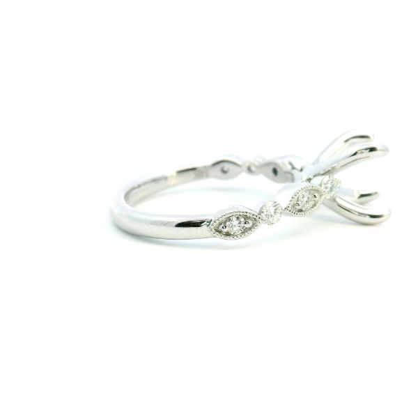 14KW 0.34CTW Diamond Vintage Navette Semi-Mounting Engagement Ring Image 3 Kiefer Jewelers Lutz, FL