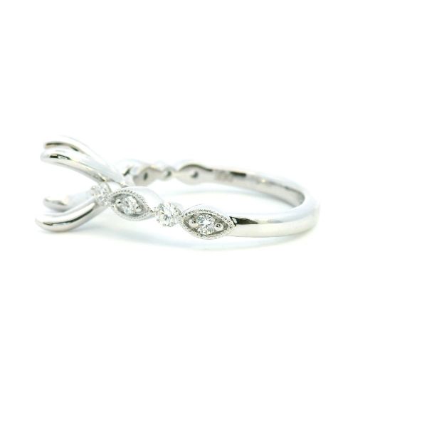14KW 0.34CTW Diamond Vintage Navette Semi-Mounting Engagement Ring Image 4 Kiefer Jewelers Lutz, FL