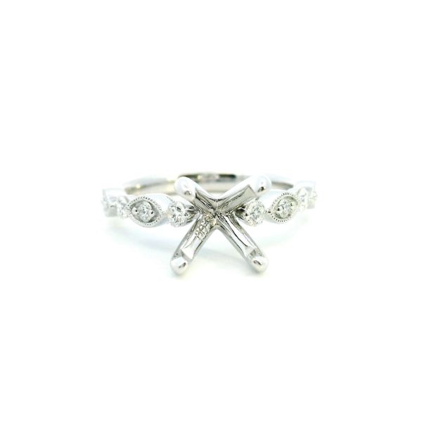 14KW 0.34CTW Diamond Vintage Navette Semi-Mounting Engagement Ring Kiefer Jewelers Lutz, FL