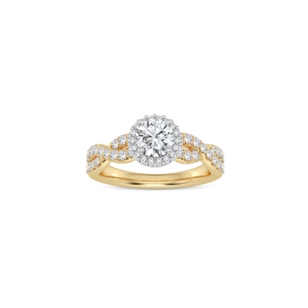 14KYW Twist Band Halo Engagement Ring Setting Image 2 Kiefer Jewelers Lutz, FL