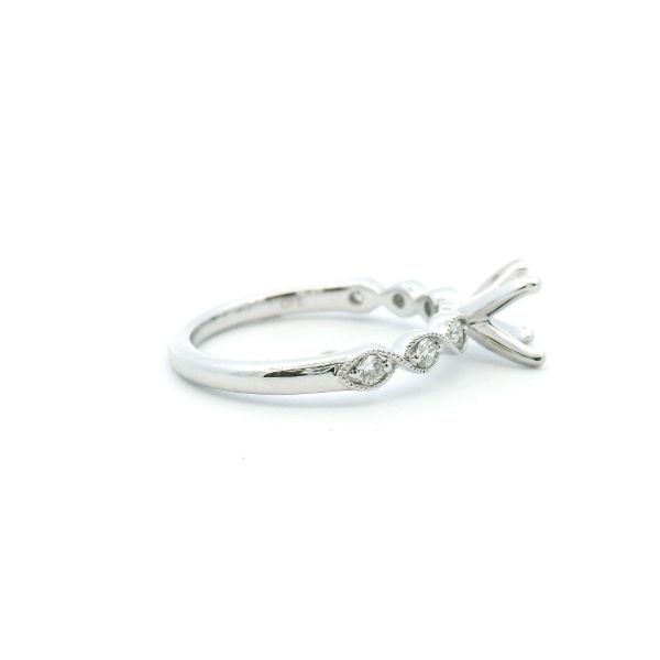 14KW .20CTW Vintage Navette Diamond Semi-Mounting Engagment Ring Image 3 Kiefer Jewelers Lutz, FL